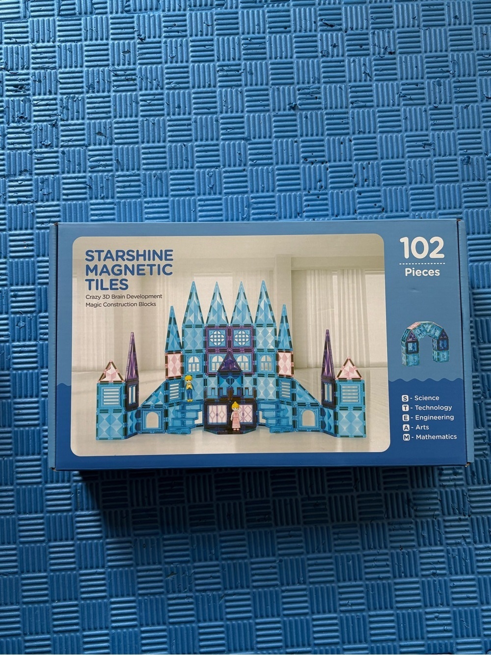 Star Shine 102pcs Magnetic Tiles - 3D Diamond Building Blocks for Pretend Play